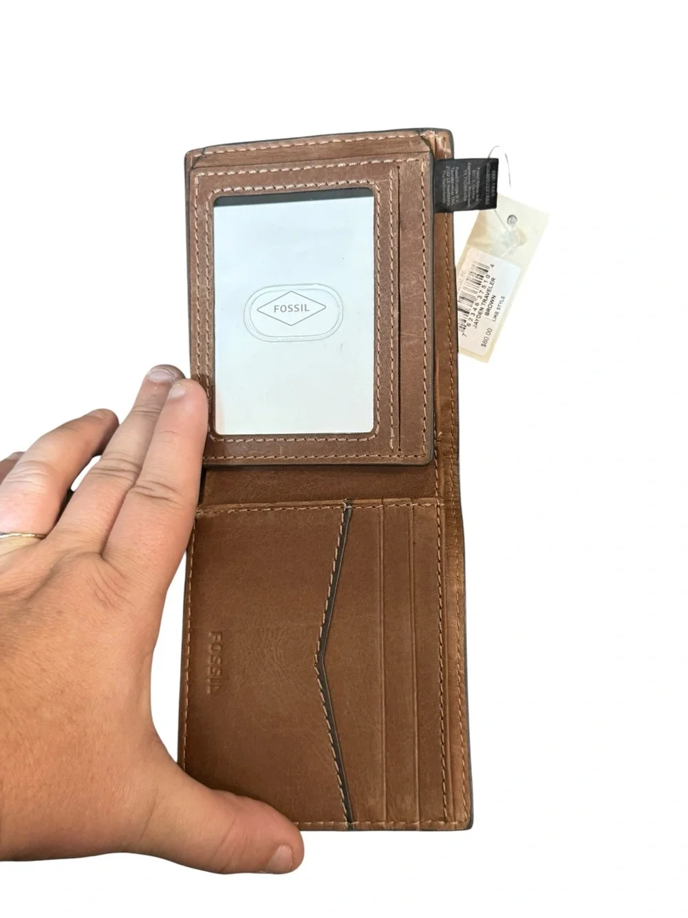 Fossil Tan/Brown Leather Slim Bi-Fold Wallet